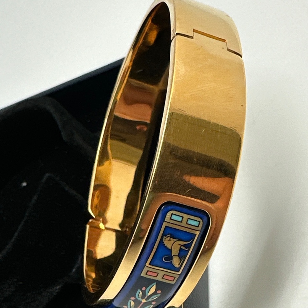 Vintage Michaela Frey Wien MFT Greco-Roman Lion Enamel Clasp Bangle Bracelet - Picture 8 of 16